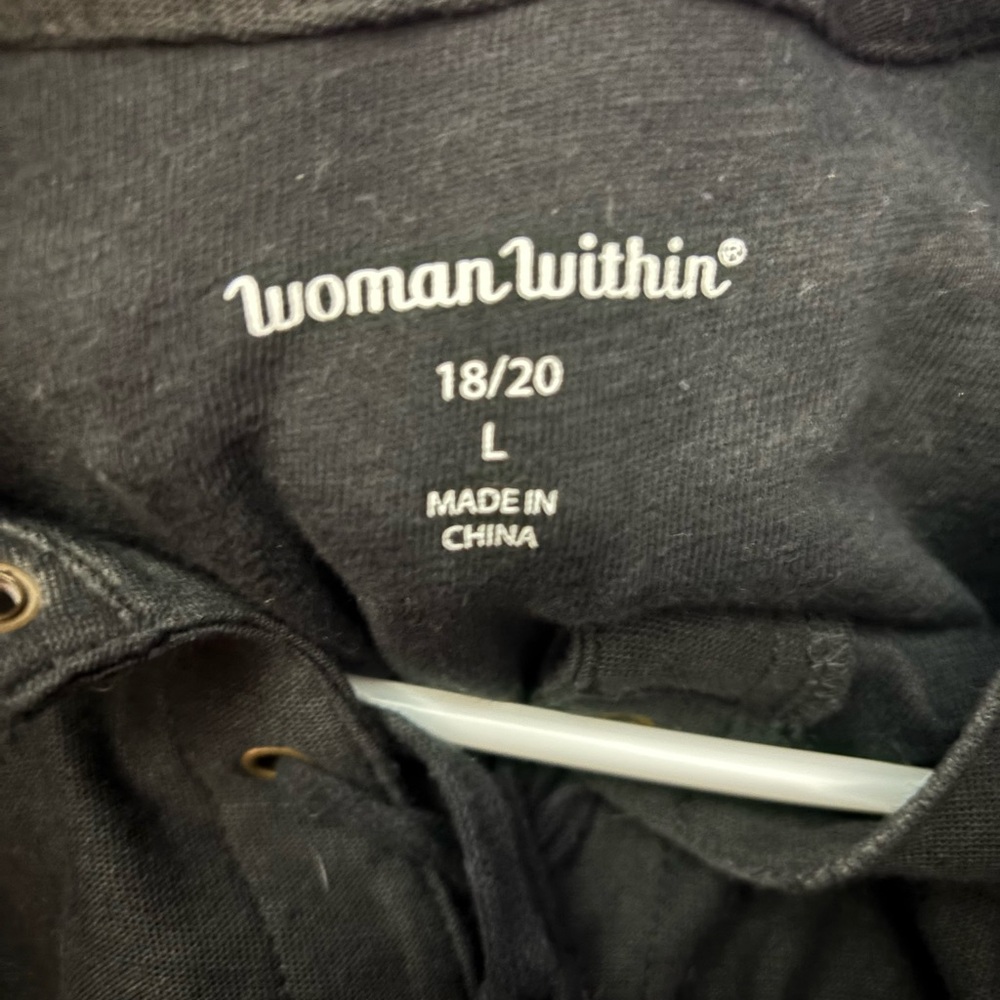 Woman Within Black Lace-Up Blouse - Picture 6 of 6